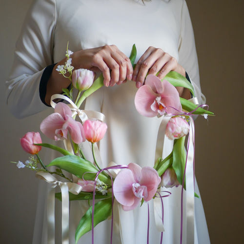 ウェディングブーケ チューリップブーケ リボンブーケ 韓国ブーケ