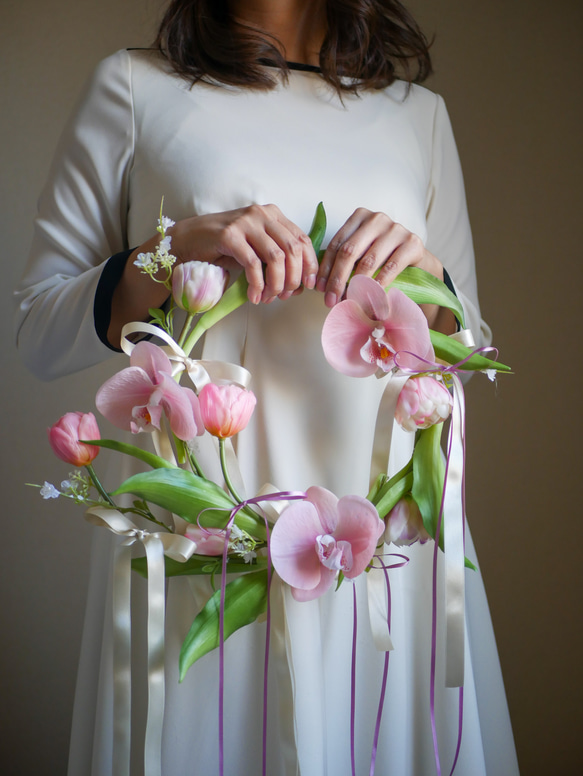 ウェディングブーケ　韓国ブーケ　カラー　チューリップ　ラベンダー 即納】チューリップ韓国ブーケ ウェディングブーケ アーティ