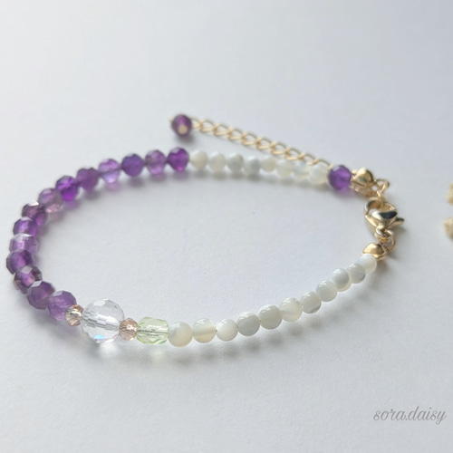 一点物　天然石　ハンドメイドブレス　ピンクガーデン　淡水パール　マザーオブパール 一点物 天然石 ハンドメイドブレス ピンクガーデン 淡水パール