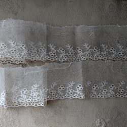 フランスアンティーク チュール刺繍レース 49cm2本セット レース Mon