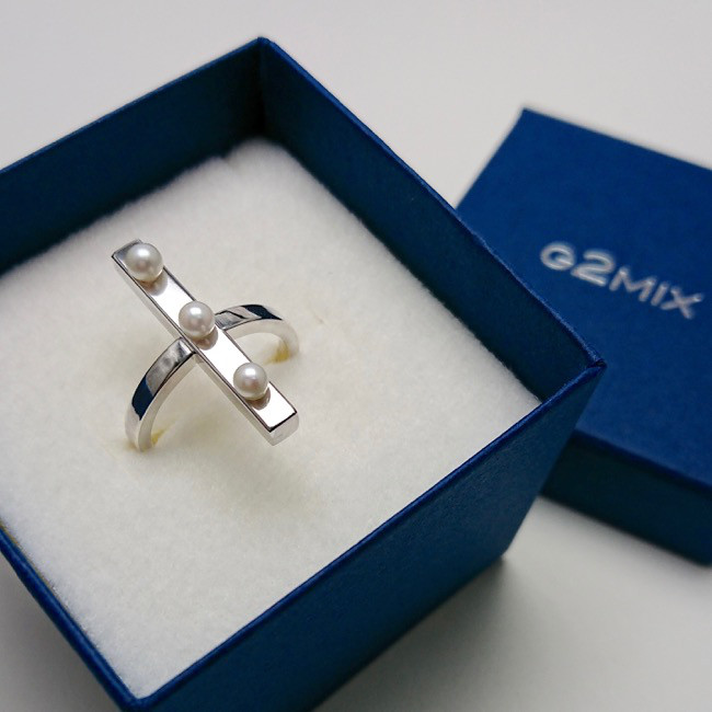 【G2MIX】Silver925 3パールラインリング