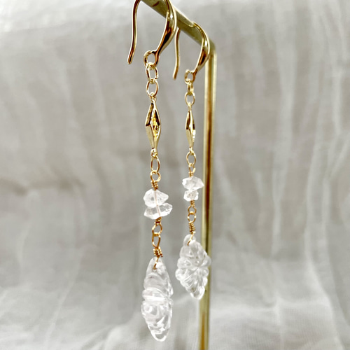 送料無料】 14kgf 水晶 ローゼンジカービング ハーキマーダイヤモンド  