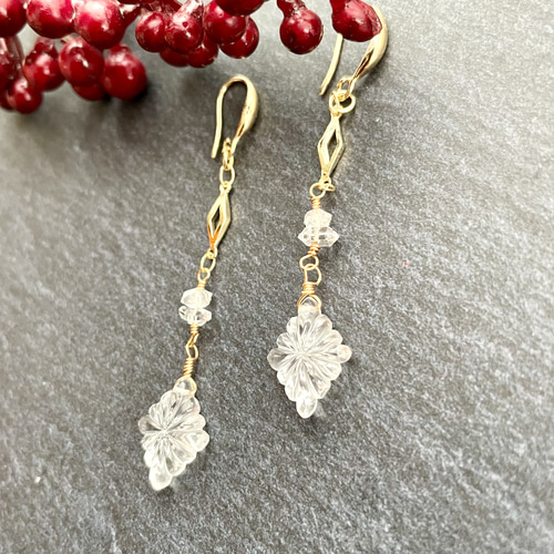 送料無料】 14kgf 水晶 ローゼンジカービング ハーキマーダイヤモンド  