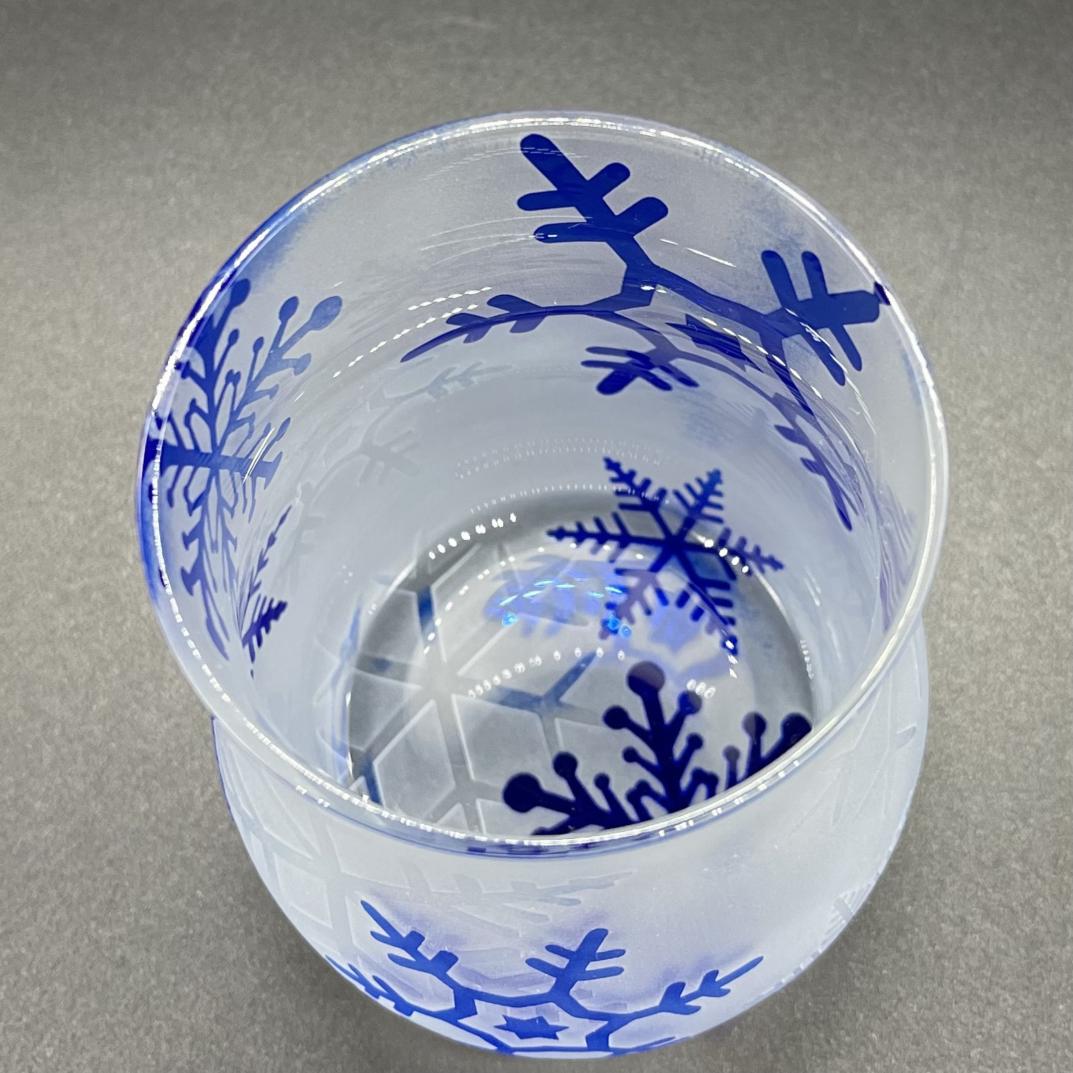 【被せ変形タンブラー　青】SnowMark 雪模様