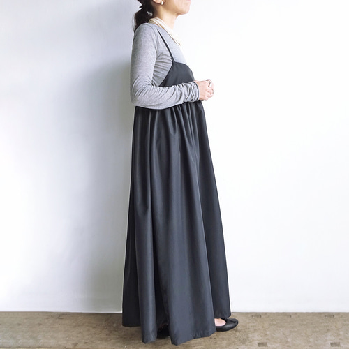 マイクロファイバーキャミソールワンピース（ブラック