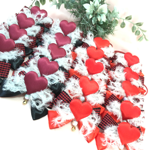 送料無料】♥️バレンタインハートチェックリボン♥️業務用【20本