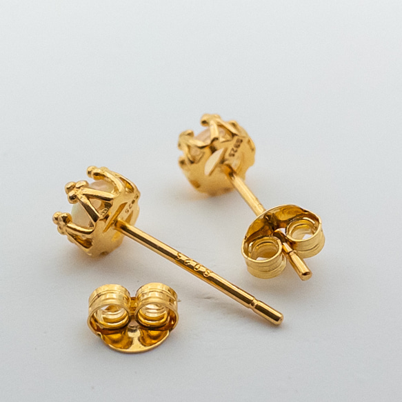 エチオピア産 オパール ピアス 一粒 クラウン ＊petal＊ Silver925 K18GP sv020 4枚目の画像