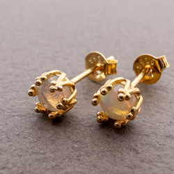 エチオピア産 オパール ピアス 一粒 クラウン ＊petal＊ Silver925 K18GP sv020 2枚目の画像