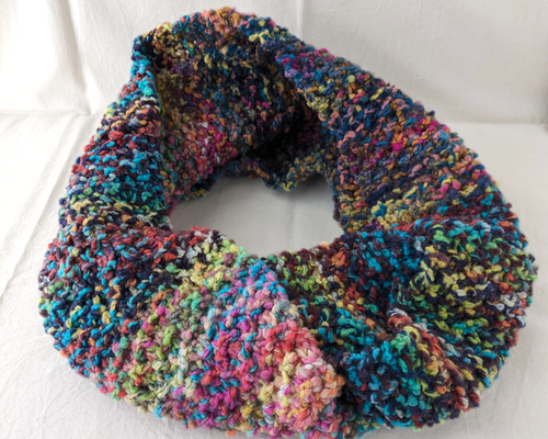 手編み*カラフルウールのロングスヌード（1点もの） スヌード mana fk