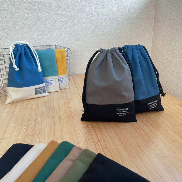給食セット　オーダーページ② ◼︎ｻｲｽﾞｵｰﾀﾞｰ◼︎裏地つきのしっかりした作りで長く使える巾着袋単品