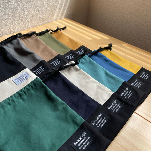 ◼︎ｻｲｽﾞｵｰﾀﾞｰ◼︎裏地つきのしっかりした作りで長く使える巾着袋単品