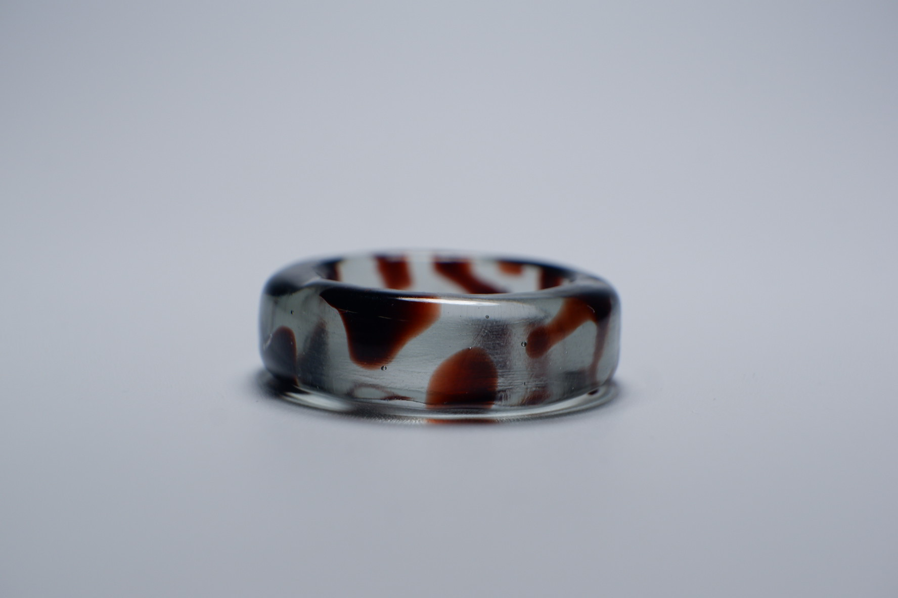ガラスリング　Marble Gray×Black Glass ring  #647