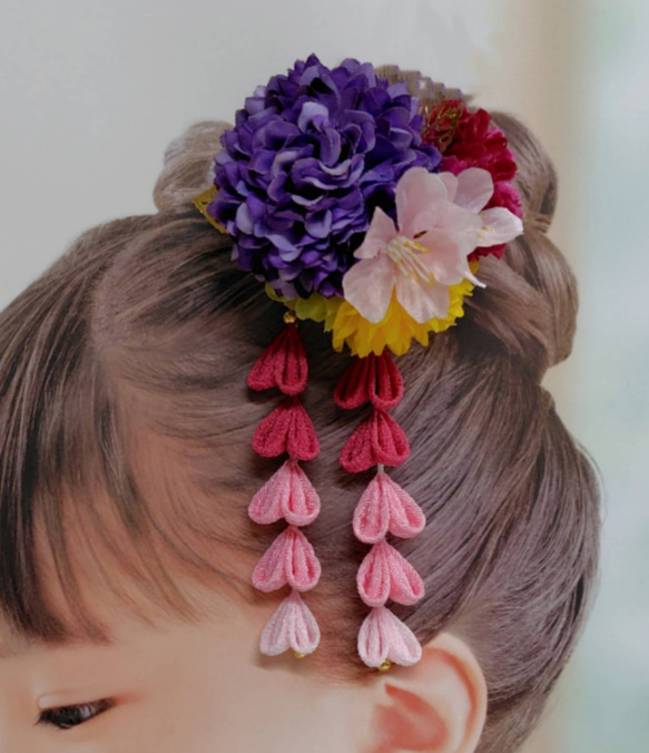 ☆和装ヘッドドレス☆ つまみ細工の下がり付き アーティフィシャル