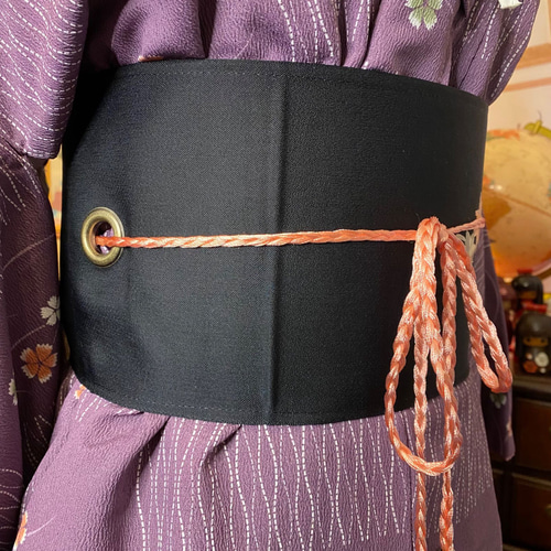 リメイク着物ワンピース 名古屋帯サッシュベルト付き 和洋折衷 市松