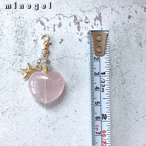 ⭐️ぷっくり可愛い♡大粒ハート型ローズクォーツ 天然石キーホルダー