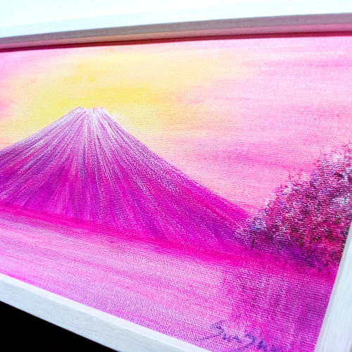 風水開運絵画＊富士山～桃空紫富士～美しい日本の風景　金運　邪気払い　栄華　全体運 風水吉祥絵画＊富士山～桃空紫富士～美しい日本の風景 金を招く