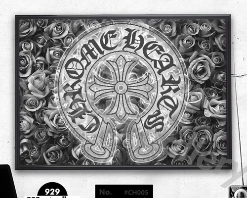 CHROMEHEARTS type☆A2額装済アートポスター#CH5★薔薇・バラ CHROMEHEARTS TYPE⭐︎オマージュアートインテリアポスター＃CH5