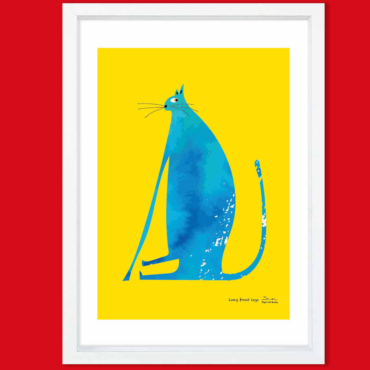 長い脚　ネコ　お気に入り8000件突破　イラスト　ポスター　A4 A3 A2 A1　アート  　アートポスター　3263