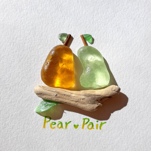 洋梨〉希少なウランガラスのシーグラスアート その他アート moon