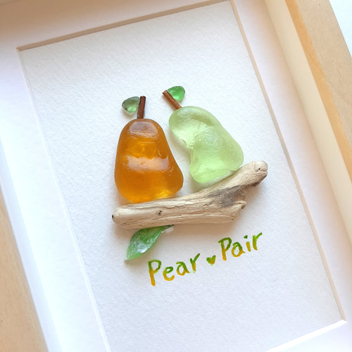 洋梨〉希少なウランガラスのシーグラスアート その他アート moon 通販