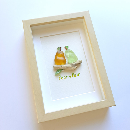 洋梨〉希少なウランガラスのシーグラスアート その他アート moon