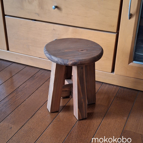 ほぞ組】木製スツール 高さ70cm 丸椅子 stool