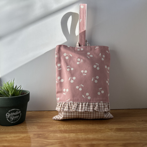 サイズ選択】くすみピンクのレッスンバッグとシューズバッグ 入園入学