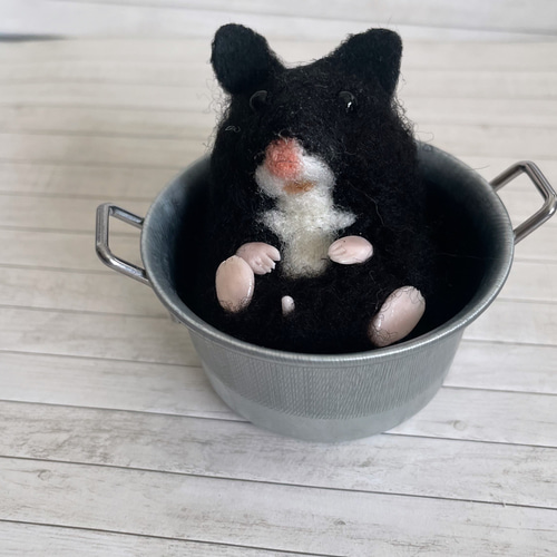 【羊毛フェルト】ハムスター★オーダー（クマちゃん） オーダー羊毛フェルト／キンクマハムスターのパールちゃん