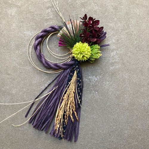 お正月】お正月飾り 紫 しめ縄 シック モダン 蘭 しめ縄・しめ飾り