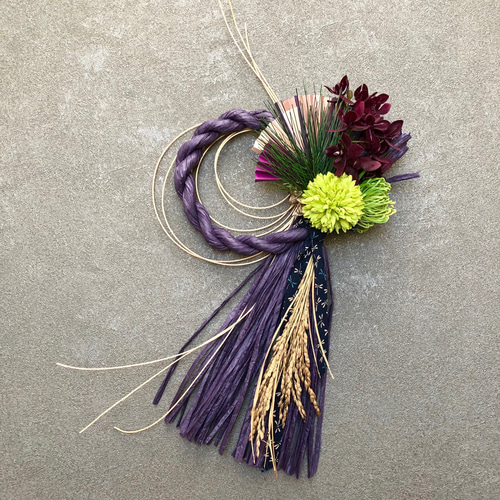 お正月】お正月飾り 紫 しめ縄 シック モダン 蘭 しめ縄・しめ飾り