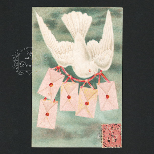アンティークポストカード 幸せを運ぶ伝書鳩【aks0344】 ポスト