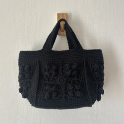 受注製作＊手編み ニットトートバッグ｜ぽこぽこ編み グラニースクエア