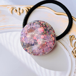 レジンヘアゴム ビジュー　天然石　ローズクォーツ　ピンク　春夏　大ぶり　3 レジンヘアゴム ビジュー 天然石 ローズクォーツ ピンク 春夏 大ぶり 3