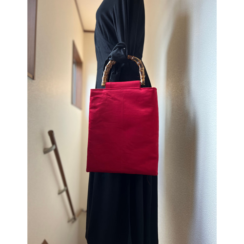 帯リメイク 鶴の豪華刺繍③ サブバッグ A4サイズ対応 一点もの