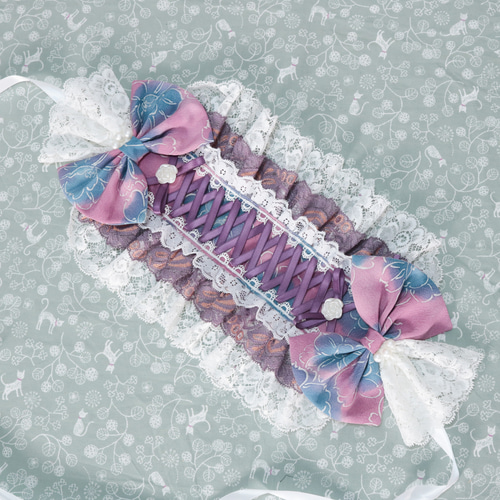 牡丹×編上 ヘッドドレス ロリータ ゴスロリ 和ロリ ヘッドドレス