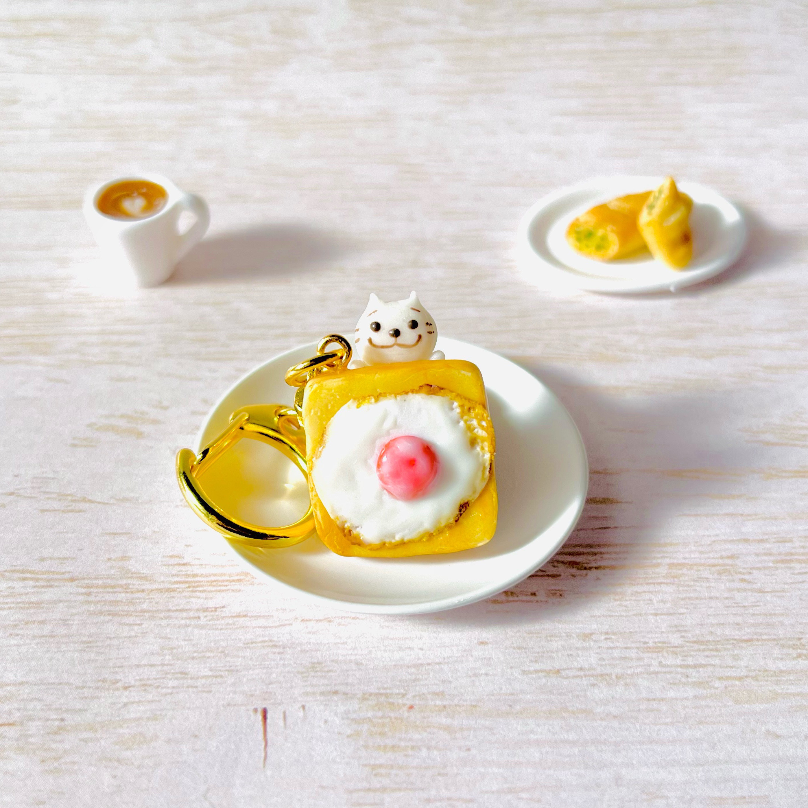 保障できる】 Myaa Sweets☆ベーコンエッグトーストキーホルダー