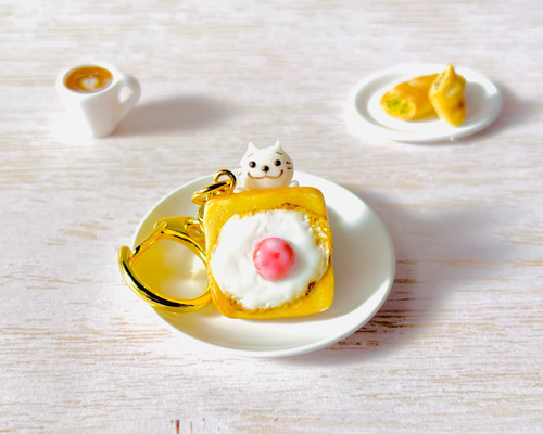 Myaa Sweets☆ベーコンエッグトーストキーホルダー☆フェイクフード が大特価！ Myaa Sweets☆ベーコンエッグトーストキーホルダー