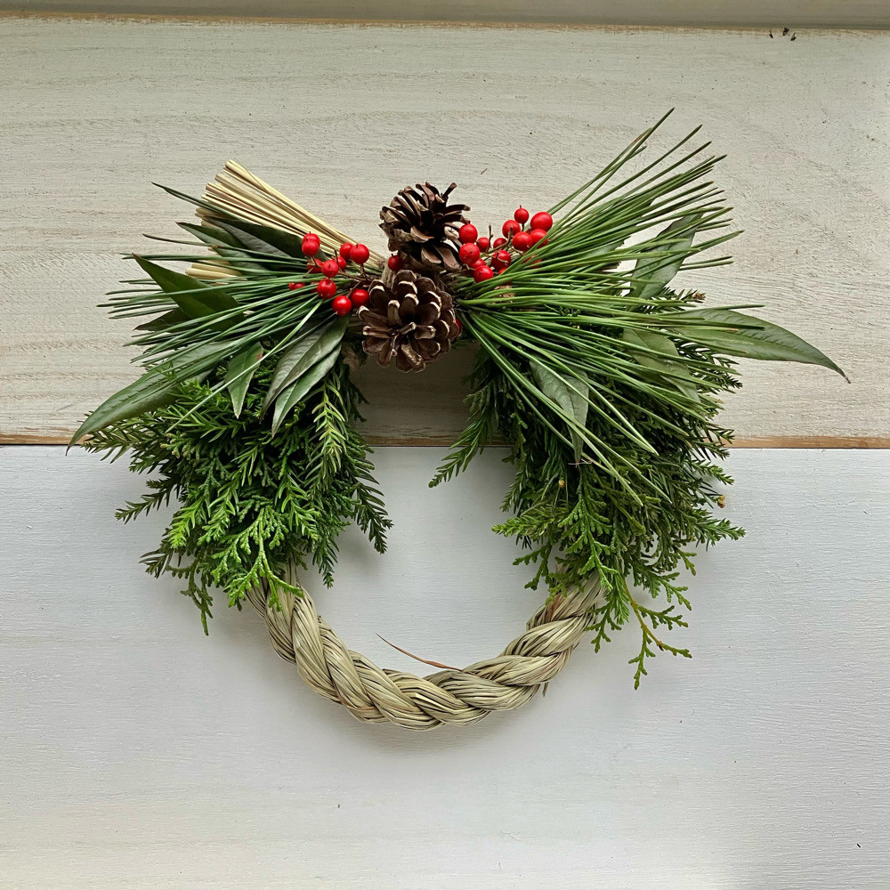 日本の在来種】針葉樹のフレッシュリース 正月飾り しめ飾り 玄関