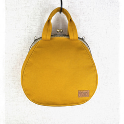 66.受注制作/送料込 3waybag　マスタード25cmがま口リュック&ショルダー＆ボストン 8枚目の画像