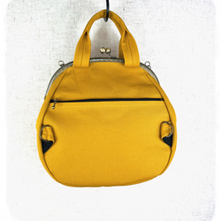 66.受注制作/送料込 3waybag　マスタード25cmがま口リュック&ショルダー＆ボストン 7枚目の画像