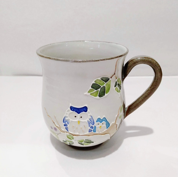 【清水焼】彩絵ふくろうマグカップ 3枚目の画像