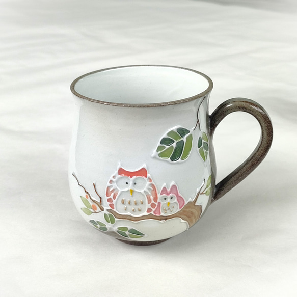 【清水焼】彩絵ふくろうマグカップ 2枚目の画像