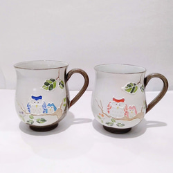 【清水焼】彩絵ふくろうマグカップ 1枚目の画像