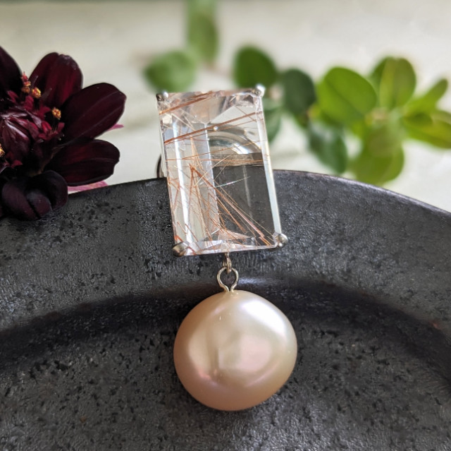 ルチルクォーツ淡水真珠タイニーピン/SV RutileQuartz & FreshwaterPearl Tiny Pin 21,158円