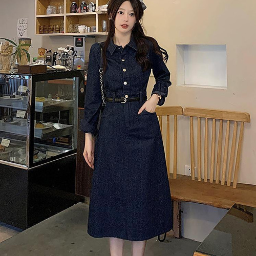 大きいサイズ レディース 秋 冬 デニム ワンピース 新品 長袖 春