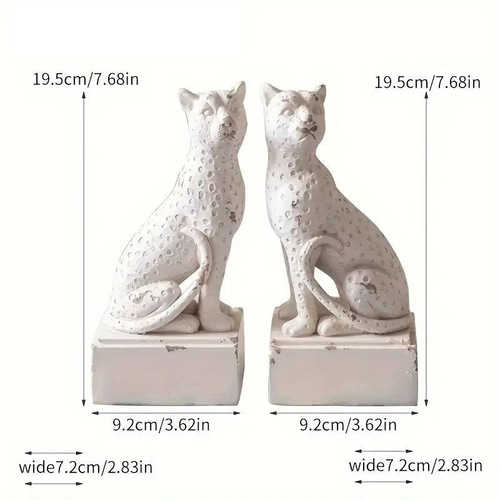 ブックエンド ヒョウ ヴィンテージ調 アメリカン 2個セット ホワイト