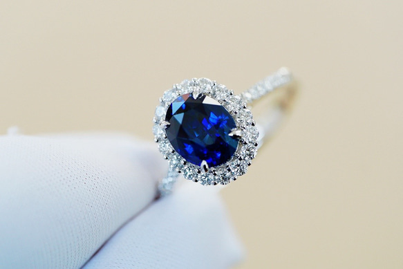 指輪天然サファイア天然ダイヤモンドK18 18金鑑定書付15号リング