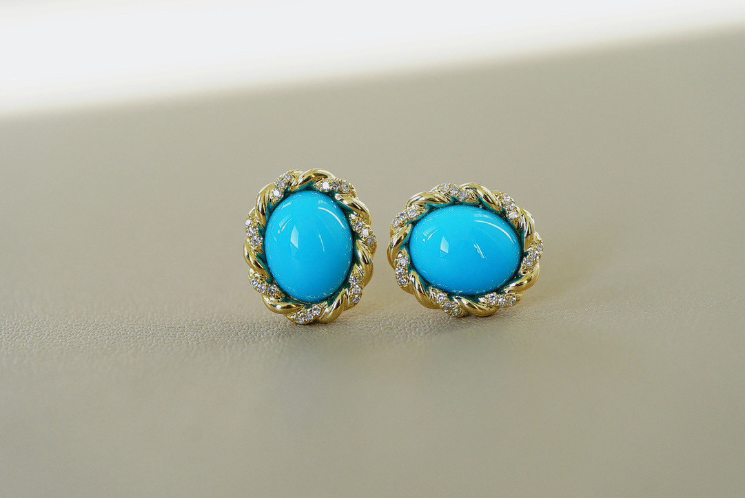 「眠り姫」K18ゴールド　成功・繁栄・健やかな体・旅の安全　12月の誕生石　アリゾナトルコ石　ターコイズ　ピアス