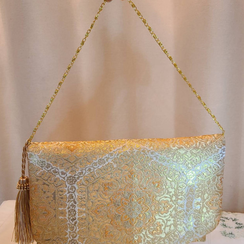 Creema母の日限定】高級花柄刺繍西陣織、服部織物シルク着物帯の2ways  