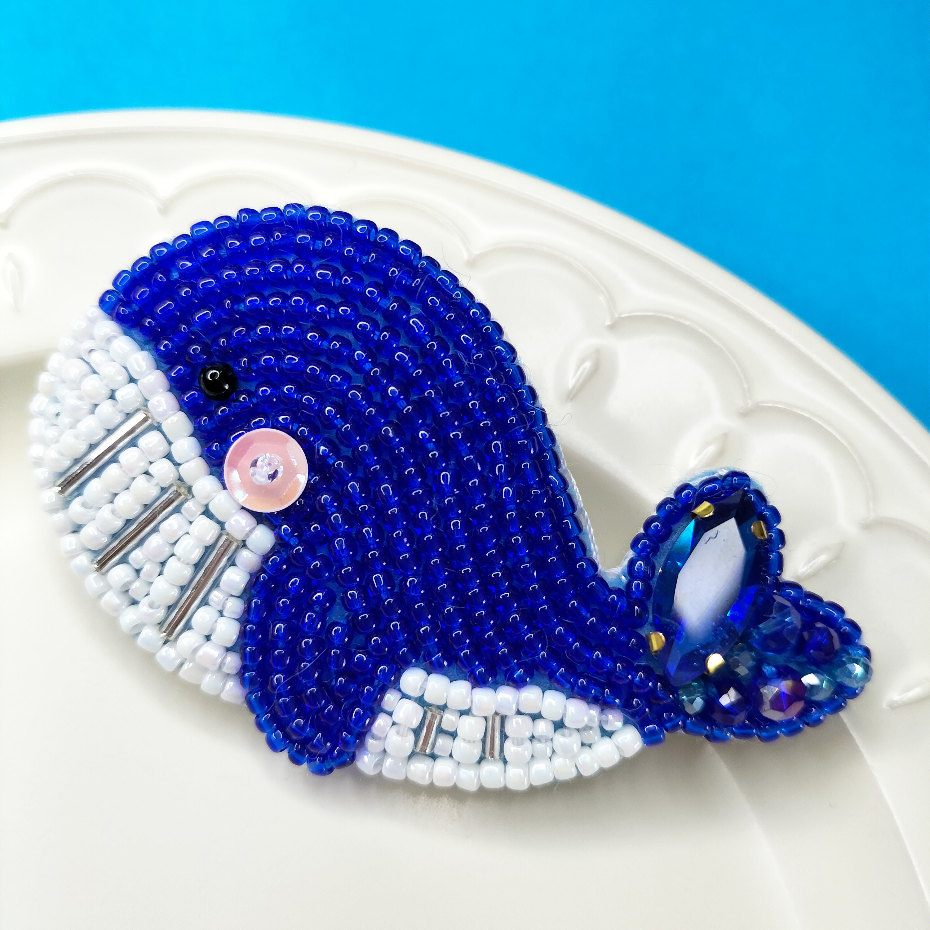 【キジ　雌】ビーズ刺繍ブローチバッグチャーム